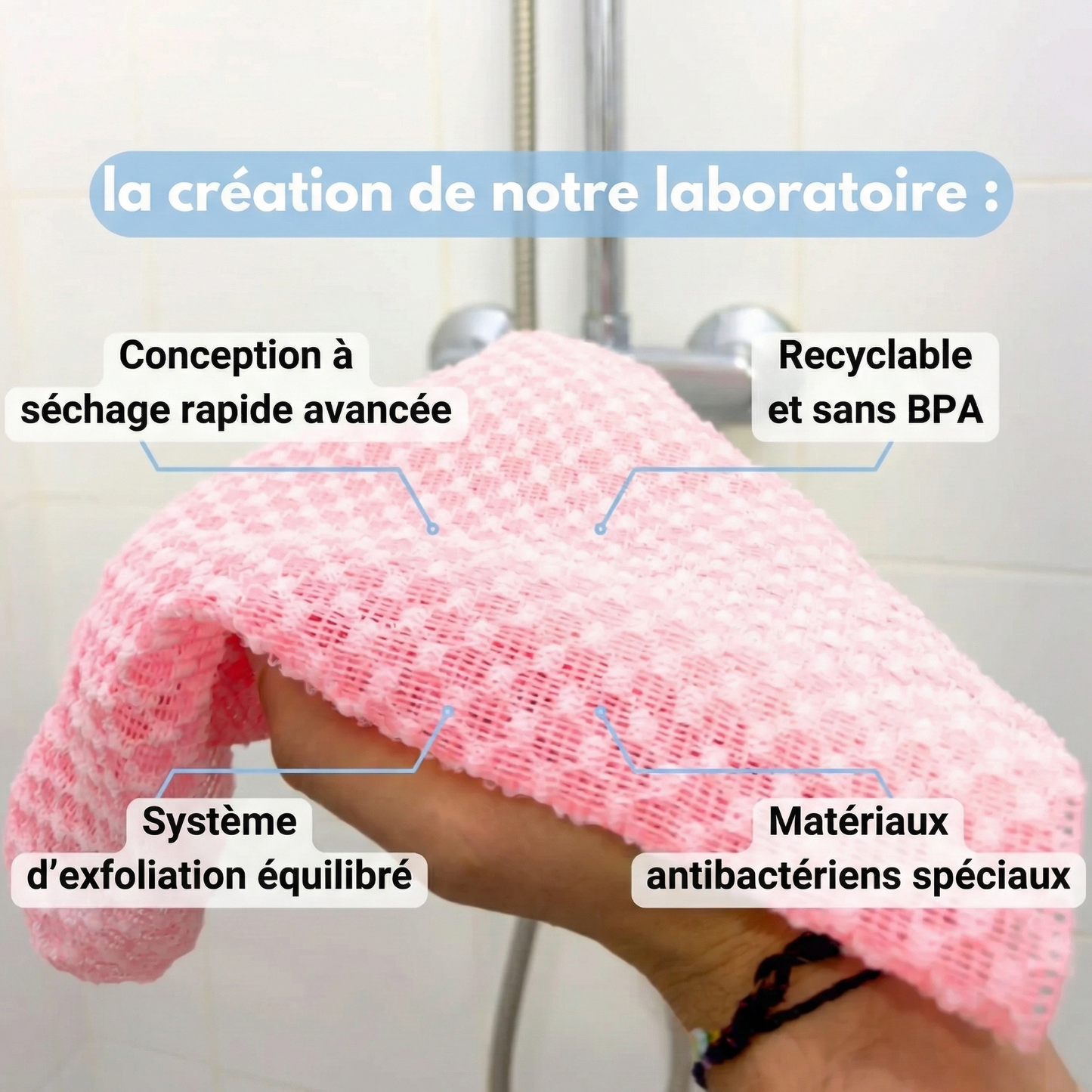 Serviette de Douche Exfoliante Vantyx