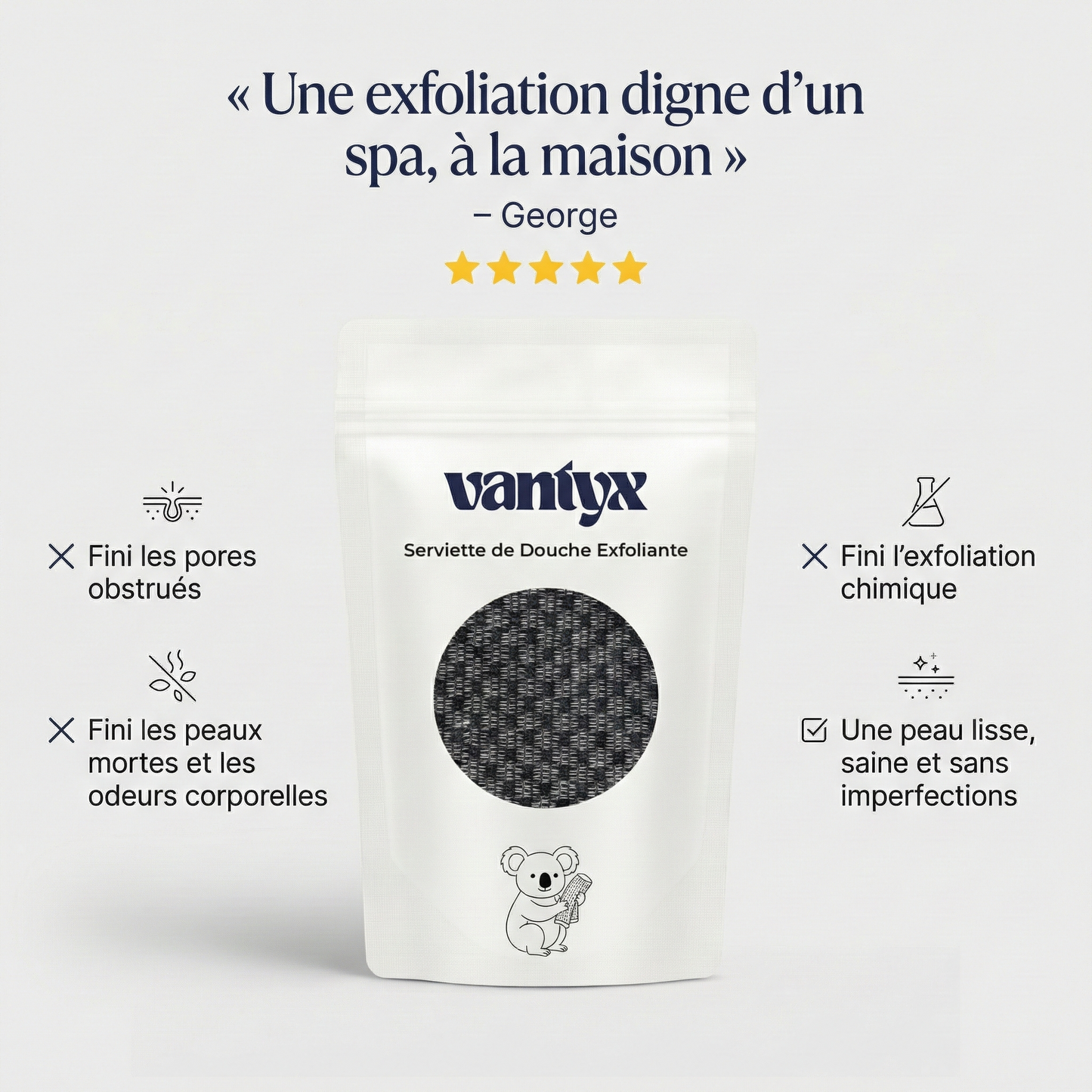 Serviette de Douche Exfoliante Vantyx