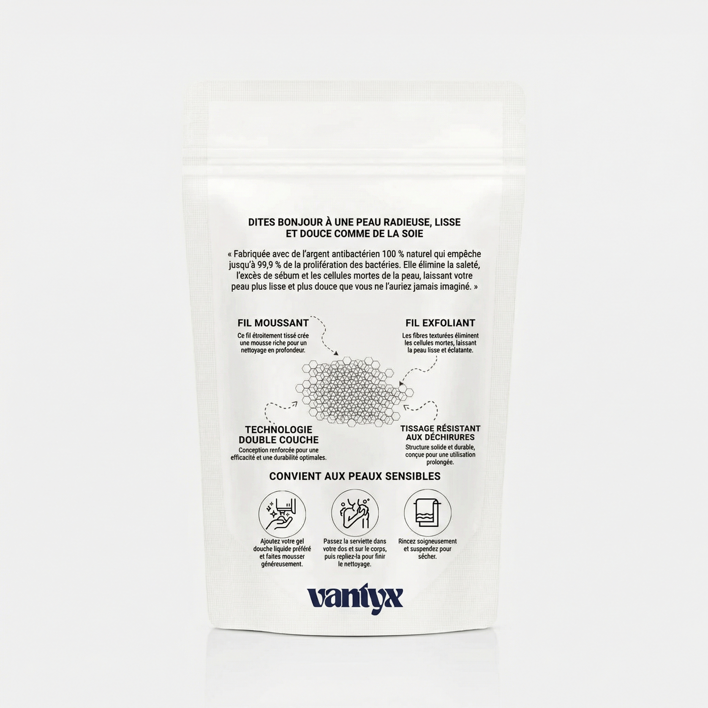 Serviette de Douche Exfoliante Vantyx