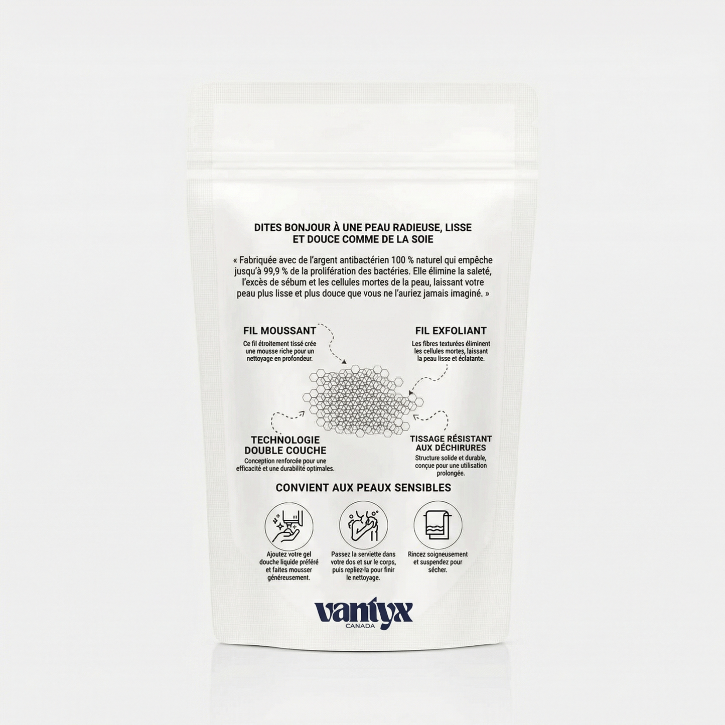 Serviette de Douche Exfoliante Vantyx